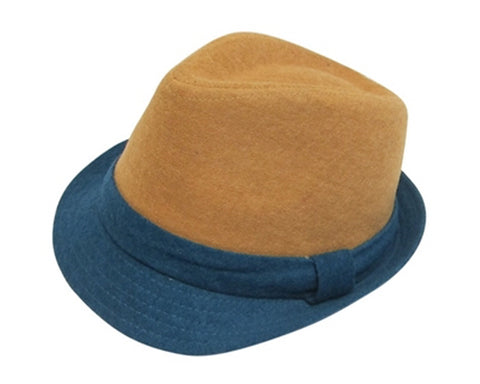 A186-COLORBLOCK WOOL BLEND FEDORA