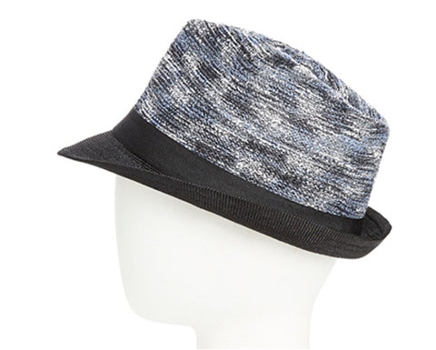 A166-MARLED KNITTED FEDORA WITH SOLID BRIM