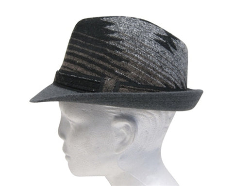 A181-GREY TRIBAL FEDORA