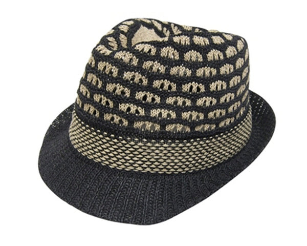 A165-STRAW FEDORA HAT - PEEKABO WEAVE