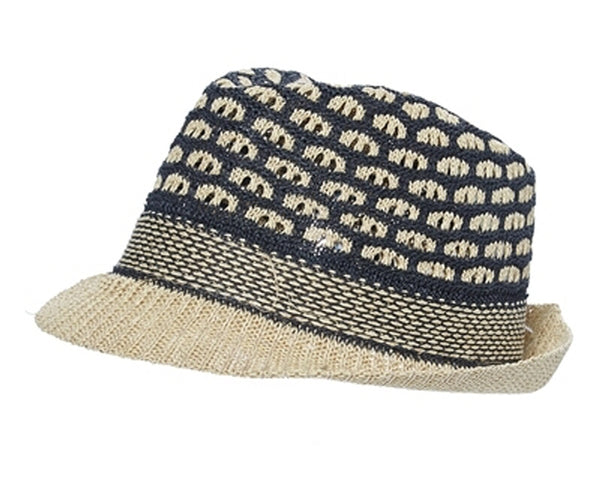 A165-STRAW FEDORA HAT - PEEKABO WEAVE