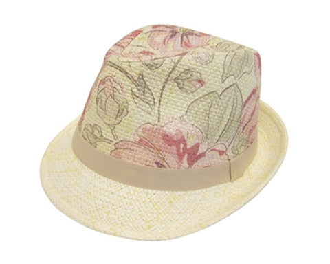 A600-SUMMER FEDORA WITH FLOWER PRINT