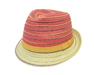 A610-BRIGHT STRAW FEDORA HATS - 2-TONE