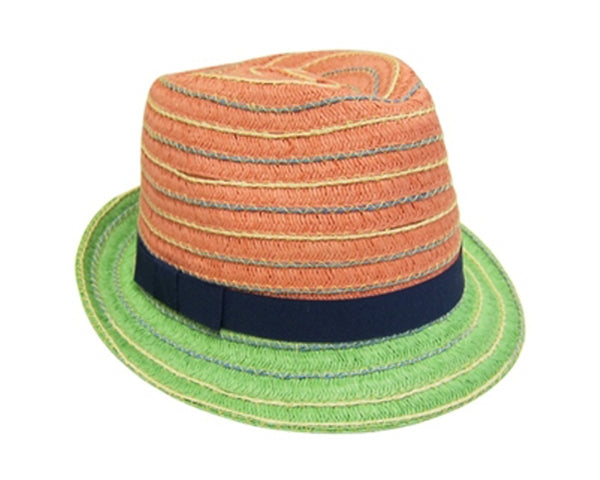 A610-BRIGHT STRAW FEDORA HATS - 2-TONE