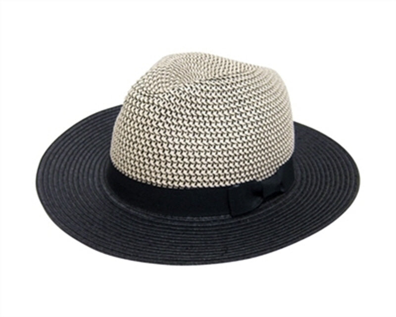 A551-TWEED CROWN STRAW PANAMA HAT