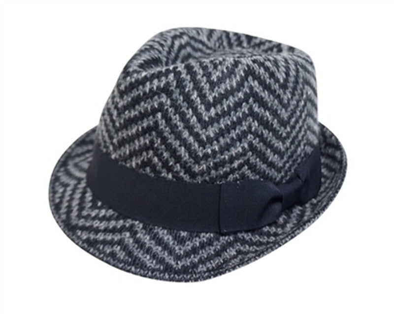 A175-CHEVRON KNIT FEDORA