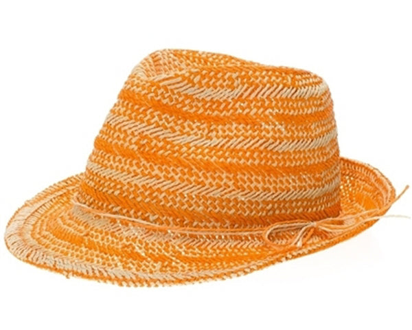 A621-HANDWOVEN 2-TONE STRAW FEDORA HAT