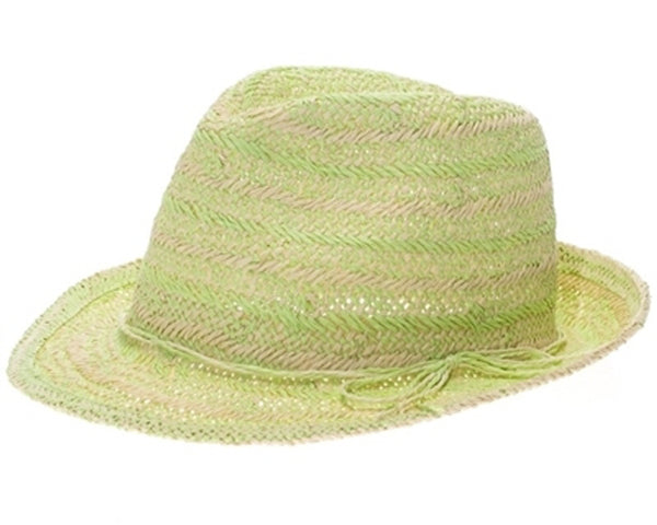 A621-HANDWOVEN 2-TONE STRAW FEDORA HAT