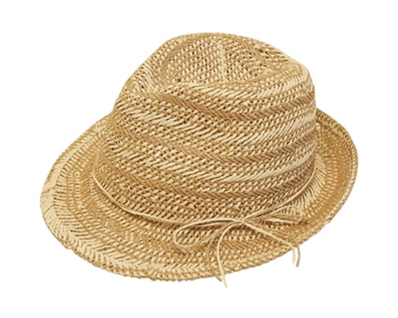 A621-HANDWOVEN 2-TONE STRAW FEDORA HAT