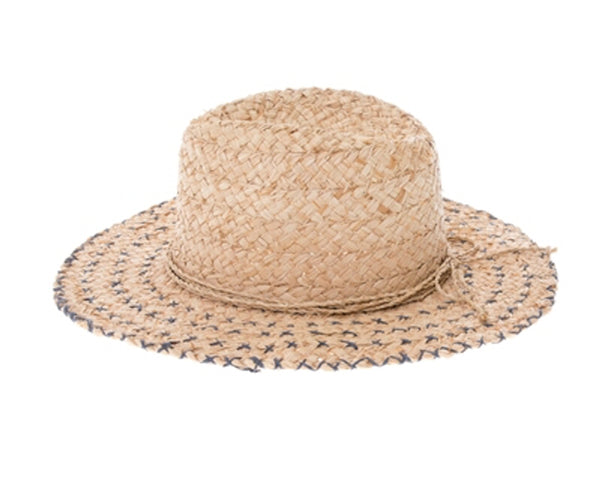 A552-RAFFIA PANAMA HAT W/ BRIM STITCHING