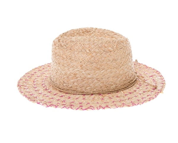 A552-RAFFIA PANAMA HAT W/ BRIM STITCHING