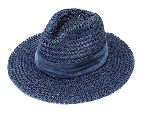 A560- CROCHET PANAMA HAT W/ CLOUD BAND