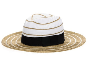 A563-CONTRAST STRIPES STRAW PANAMA