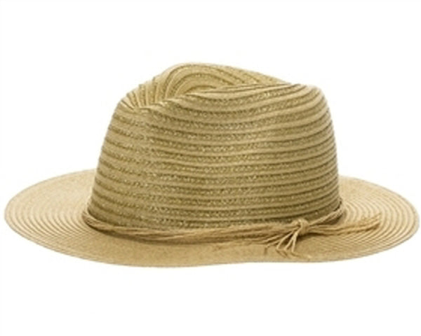 A564-STRAW PANAMA W/ METALLIC STRIPES