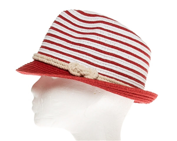 A636-COLORBLOCK STRIPED FEDORA W/ ROPE BAND