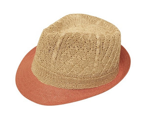 A613-STRAW FEDORA W/ KNITTED CROWN