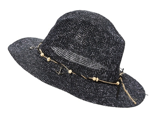 A565-PANAMA HAT W/ NAUTICAL CHARMS