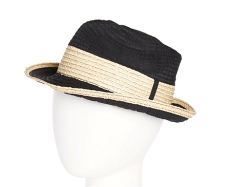 A414-RAFFIA AND RIBBON CRUSHABLE FEDORA