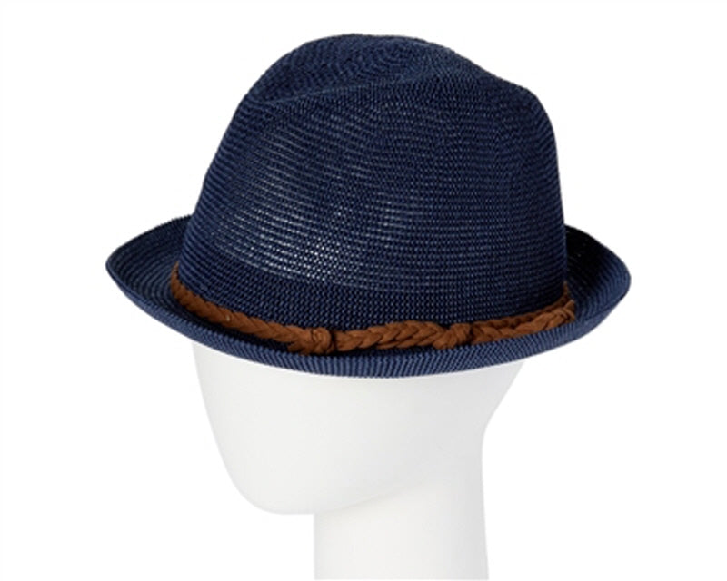 A624-TOYO STRAW MESH FEDORA W/ FAUX-SUEDE BAND