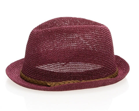 A624-TOYO STRAW MESH FEDORA W/ FAUX-SUEDE BAND