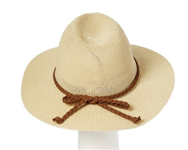 A562-MESH PANAMA HAT W/ FAUX-SUEDE BAND