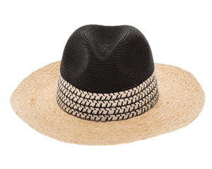 A567-2 TONE RAFFIA BRIM PANAMA HAT