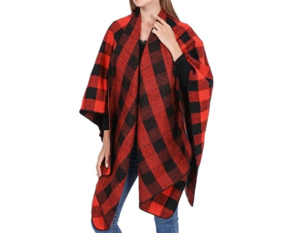 A780-BUFFALO PLAID PONCHO