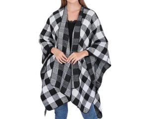 A780-BUFFALO PLAID PONCHO