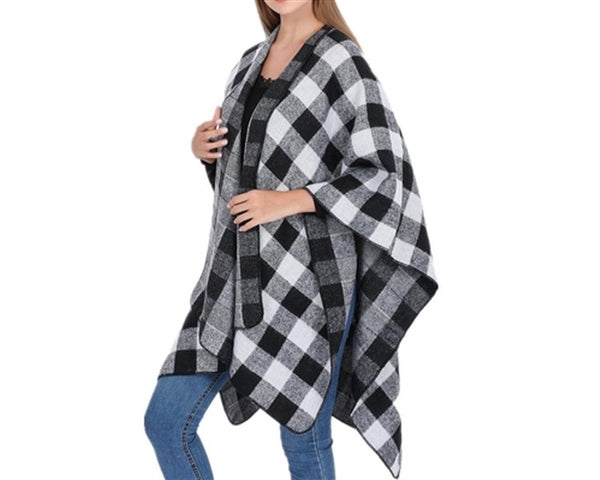 A780-BUFFALO PLAID PONCHO