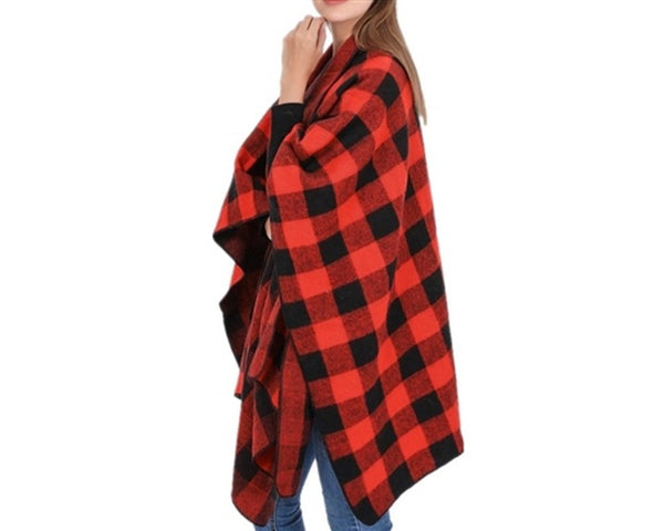 A780-BUFFALO PLAID PONCHO