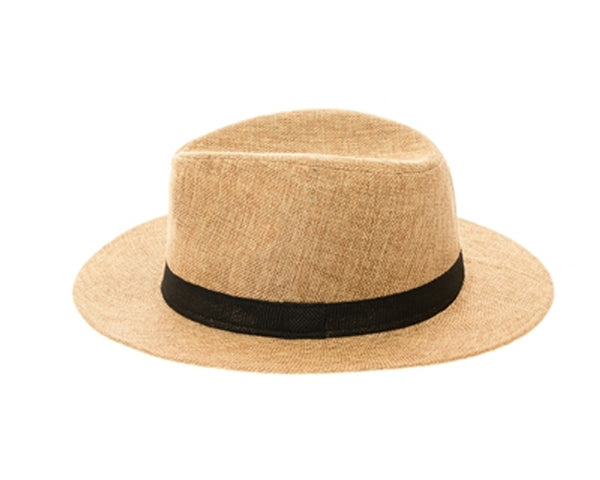 A574-LINEN PANAMA HAT W/ BLACK BAND