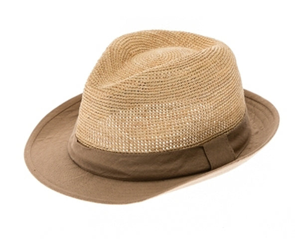 A638-MEN'S FINE CROCHET RAFFIA FEDORA