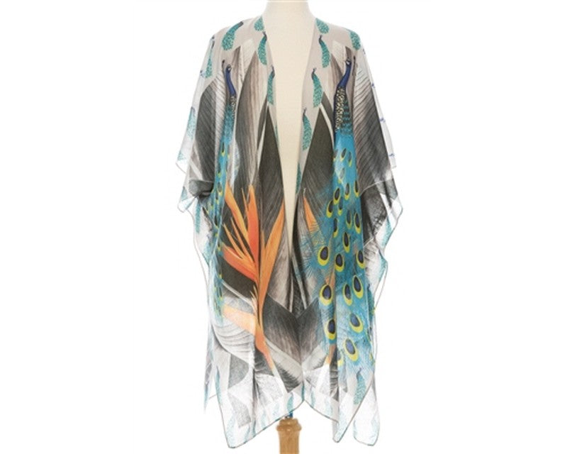 A788-PEACOCK + BIRD OF PARADISE KIMONO