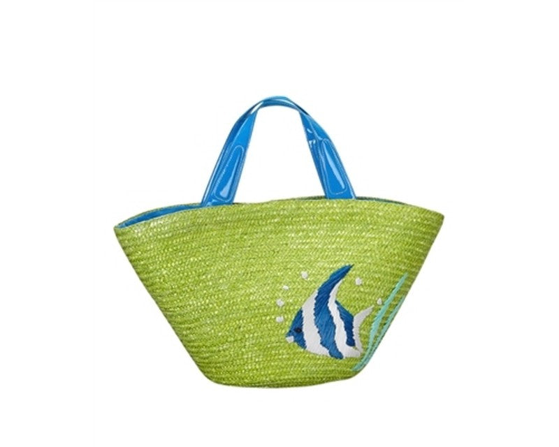 A927- STRAW BEACH TOTE BAGS - TROPICAL FISH