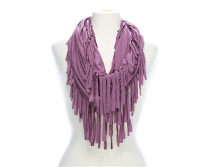 A866-LAVENDER FRINGE INFINITY SCARF