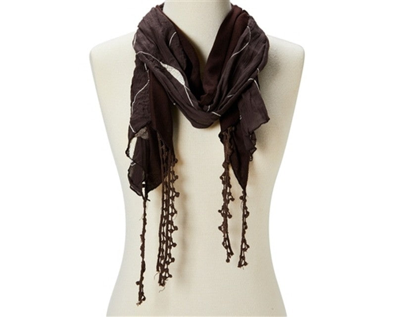 A767-FRINGE SCARF WITH ROSE EMBROIDERY