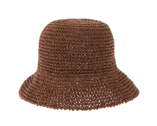 A512-CROCHET STRAW BUCKET HAT