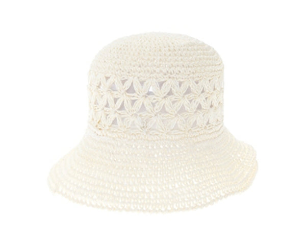 A510-PATTERN CROCHET STRAW BUCKET HAT