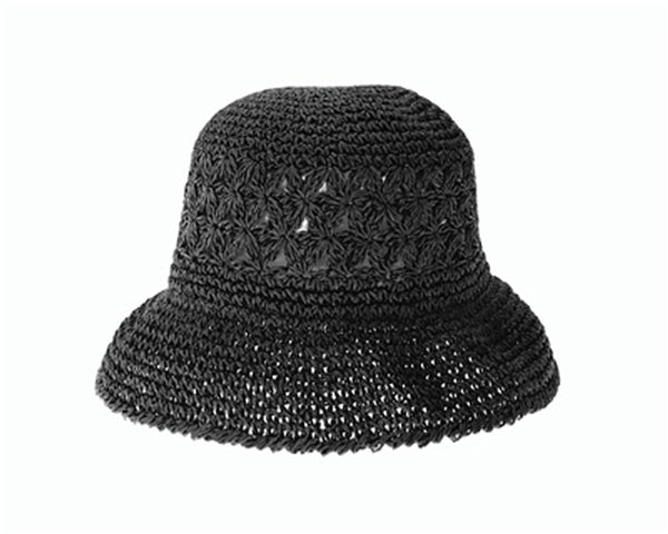 A510-PATTERN CROCHET STRAW BUCKET HAT