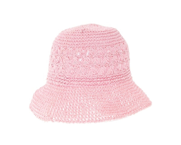 A510-PATTERN CROCHET STRAW BUCKET HAT