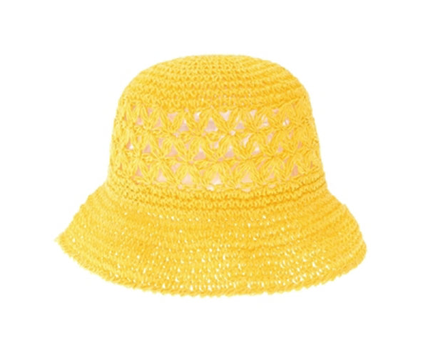 A510-PATTERN CROCHET STRAW BUCKET HAT