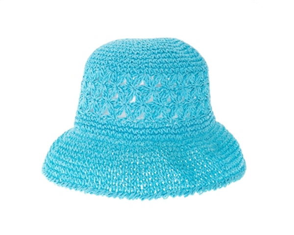 A510-PATTERN CROCHET STRAW BUCKET HAT