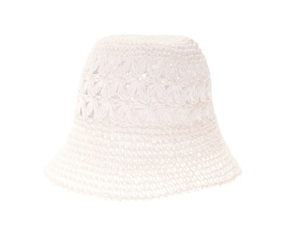 A510-PATTERN CROCHET STRAW BUCKET HAT