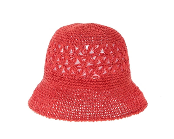 A510-PATTERN CROCHET STRAW BUCKET HAT