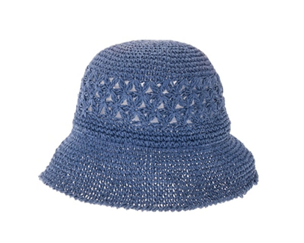 A510-PATTERN CROCHET STRAW BUCKET HAT