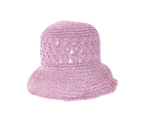 A510-PATTERN CROCHET STRAW BUCKET HAT