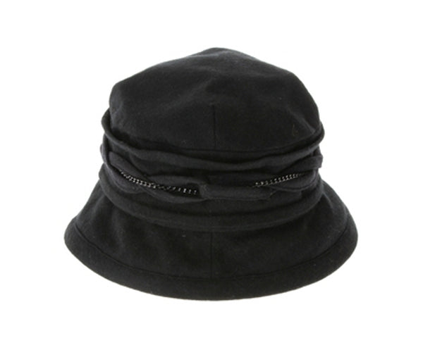 A076-SOFT WOOL-BLEND BUCKET HAT WITH CHAIN