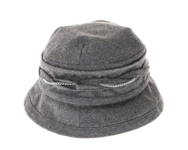 A076-SOFT WOOL-BLEND BUCKET HAT WITH CHAIN