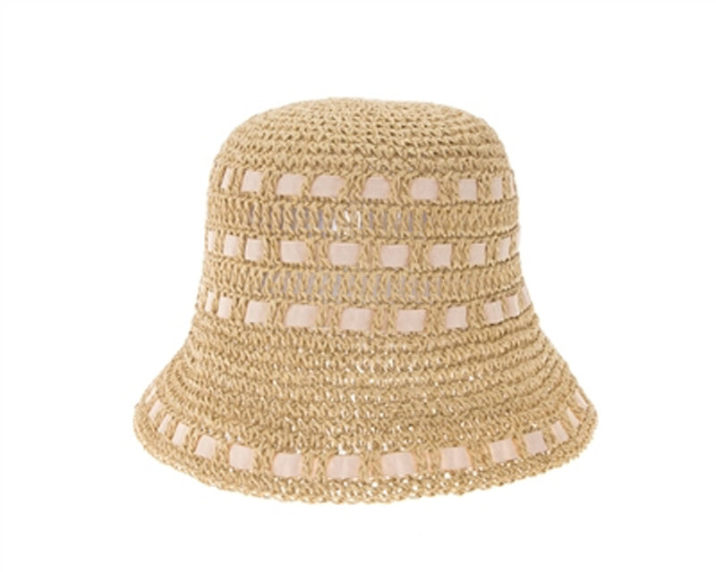 A514-CROCHET STRAW BUCKET HAT