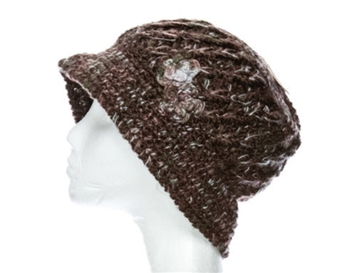 A097-CROCHET BUCKET BEANIE HAT W/ ROSETTE